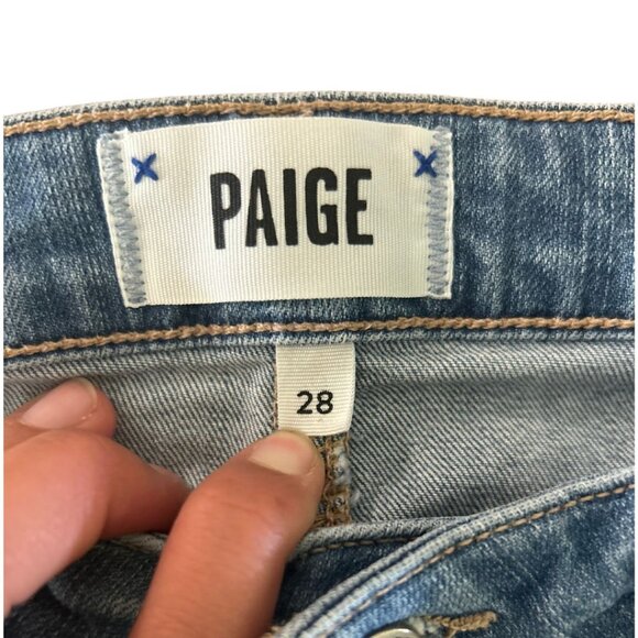 PAIGE Hoxton Crop Melanney Distressed Skinny High Waisted Jeans Size 28 - Picture 7 of 13